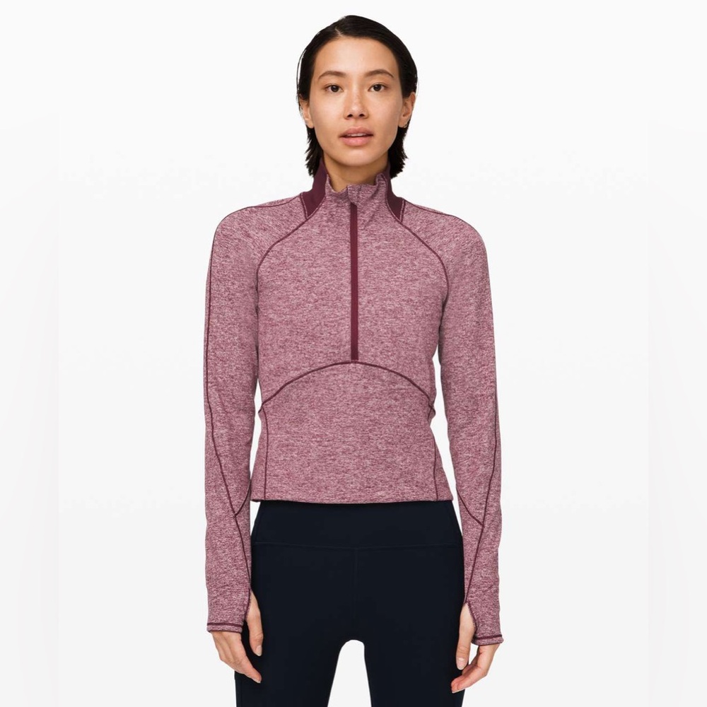 Lululemon Always Alert 1/2 Zip Heathered Garnet size 4